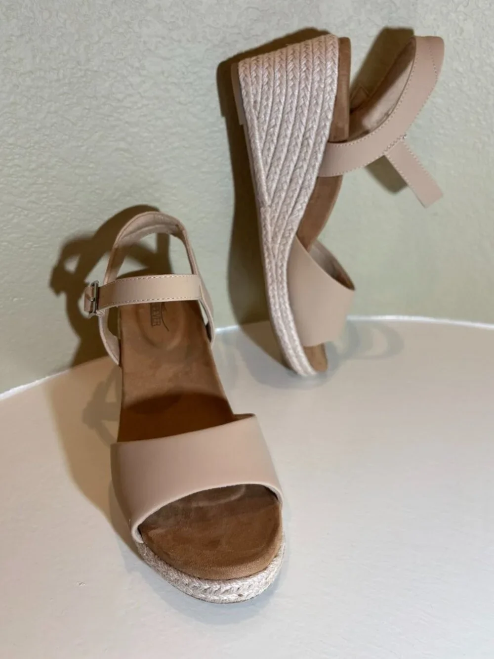 Shibever Women's Tan Espadrille Wedge Sandals, 3